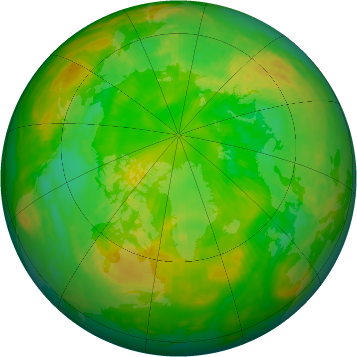 Arctic ozone map for 14 June 1992